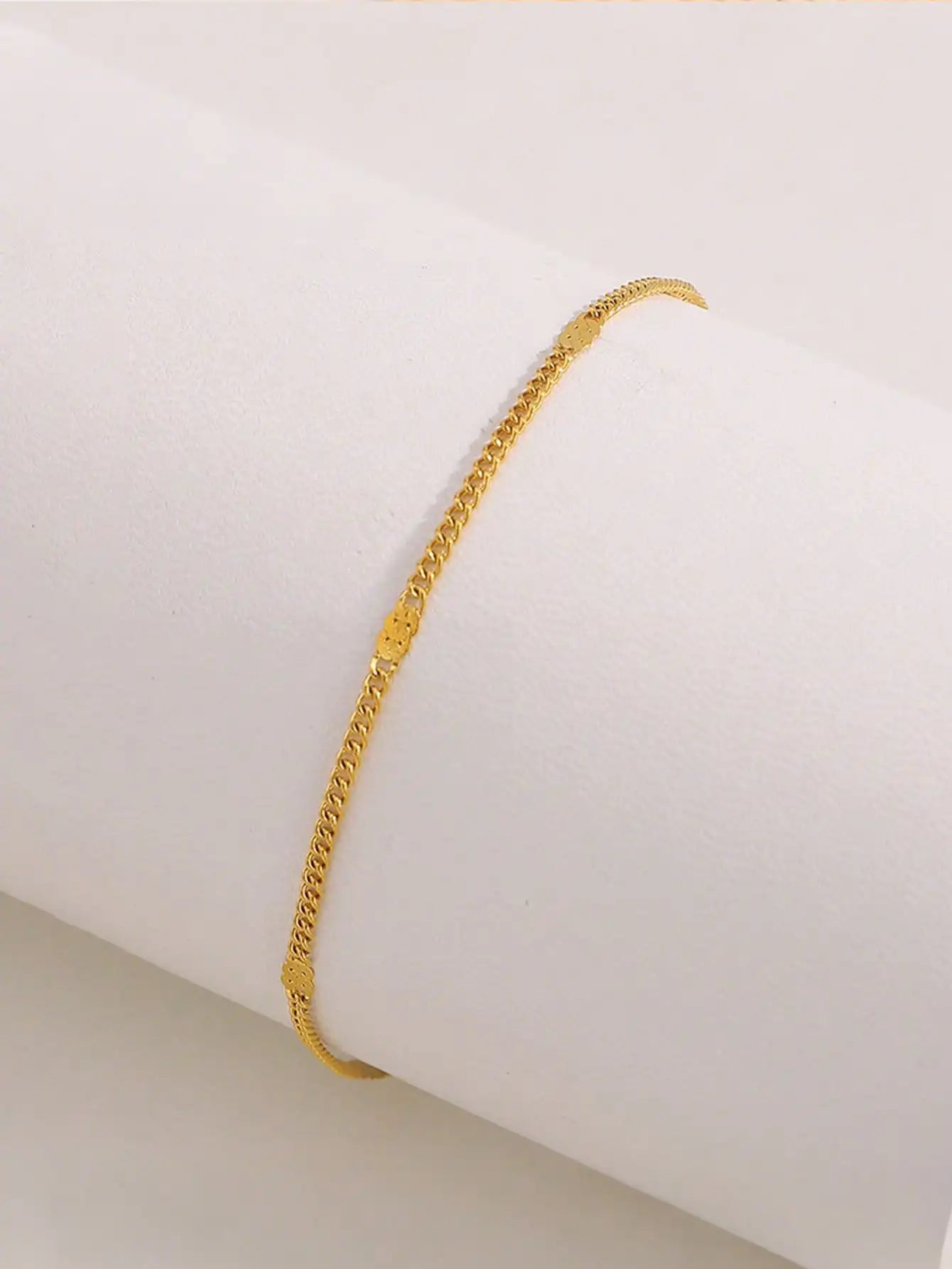 1pc Stainless Steel Minimalist Thin Chain Anklet For Women, Beach Vacation Style Jewelry