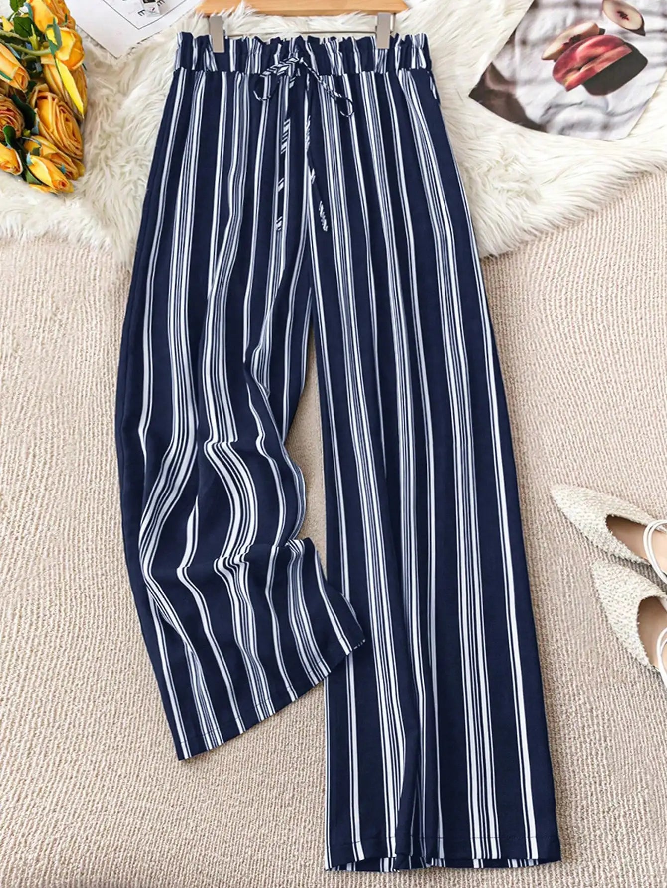 Striped Casual Wide Leg Pants For Women Summer