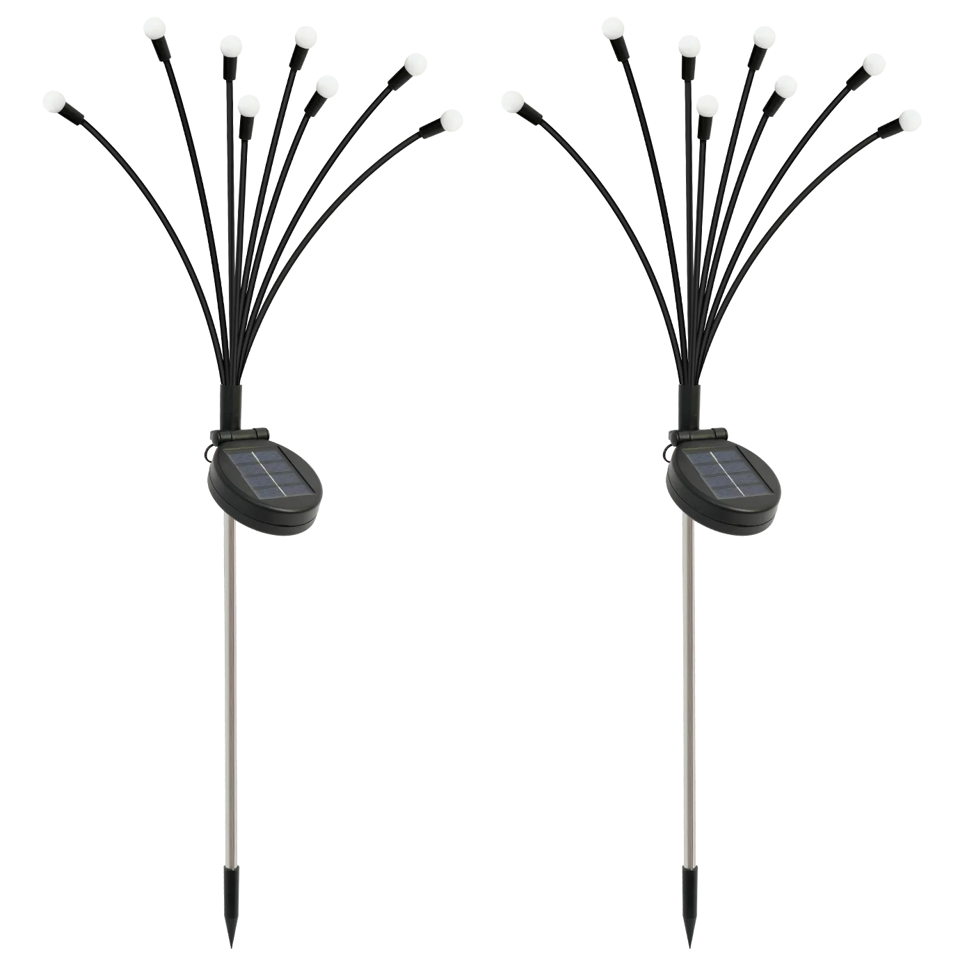 2Pack 8-Head Solar Firefly Lights Outdoor Pathway Decorative Garden IP651 Waterproof High Flexibility Iron Wire Heavy-Duty Bulb Base