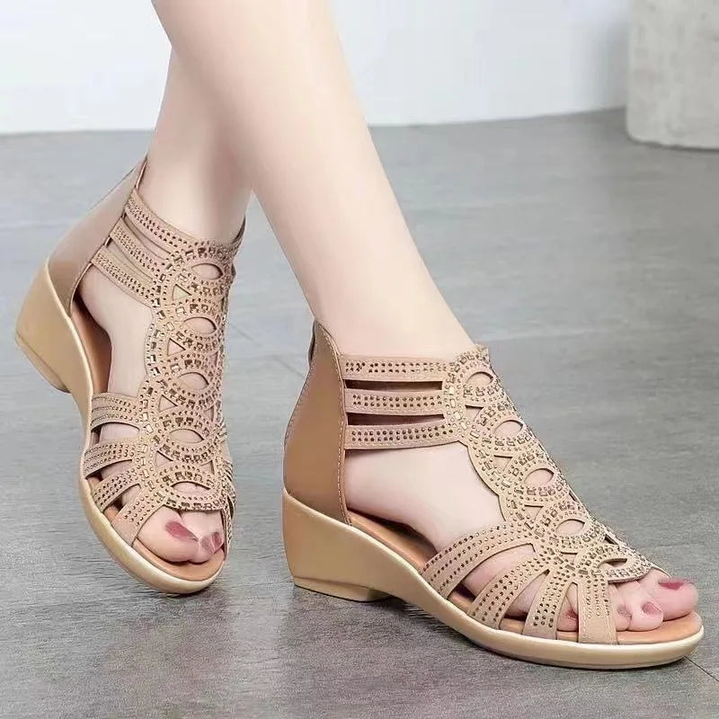 Summer Women's Chunky Gladiator Sandals | Cloud Comfort Footbed & Arch Support | Boho Strappy Design In Sizes US 6-10.5 (Euro 35
