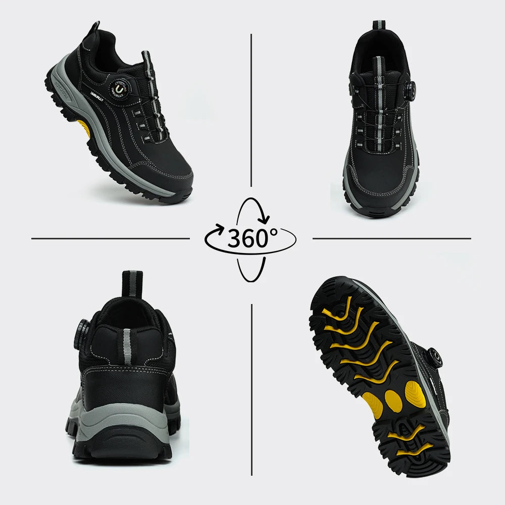 Men's Safety Shoes Anti-Smashing Steel Toe Anti-Puncture Kevlar Button-Up Design Anti-Slip Wear-Resistant for Factory Workshops Warehouses