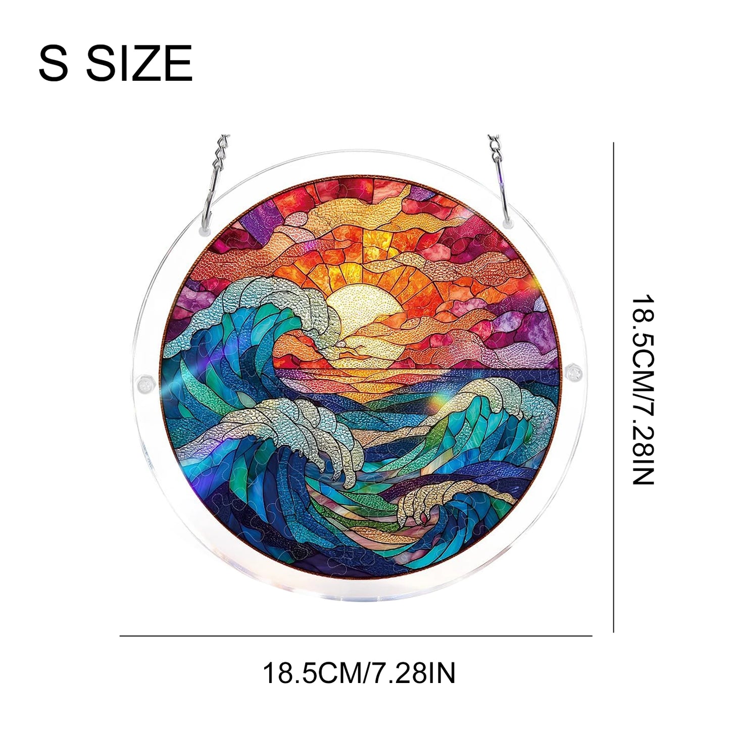 Acrylic Jigsaw Puzzle Suncatcher Window Hanging Crafts Window Suncatcher Acrylic Puzzle for Living Room Bedroom Summer Home Balcony Decor (S-18.5cm style 20)