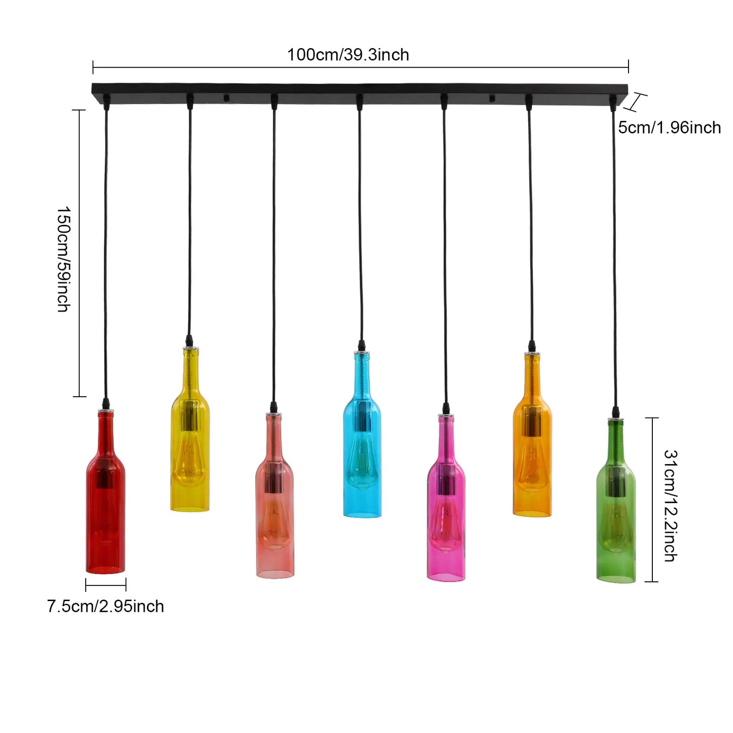 Ceiling Lights Pendant Lighting Fixture 6-Head/7-Head/10-Head Creative Glass Bottle Pendant Lamp Pendant Lamp