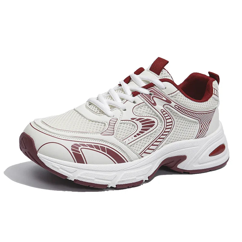 Women Platform Chunky Sneakers Trendy Color Block Breathable Casual Shoes Comfortable Height Increasing Walking Trainers