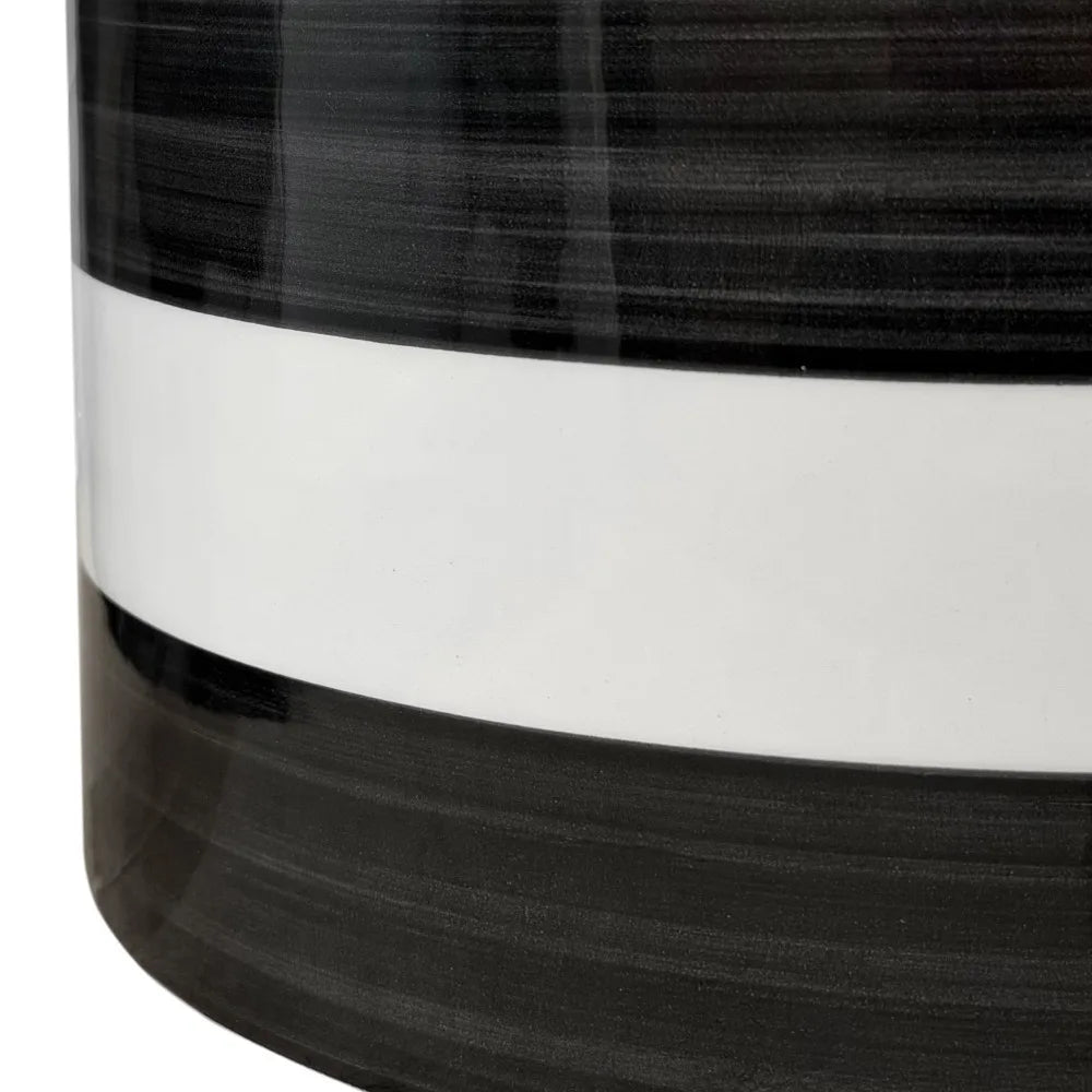 Large Round Ceramic Flower Pot Planter Modern Rich Black and Arctic White Indoor Outdoor Home Garden Decor