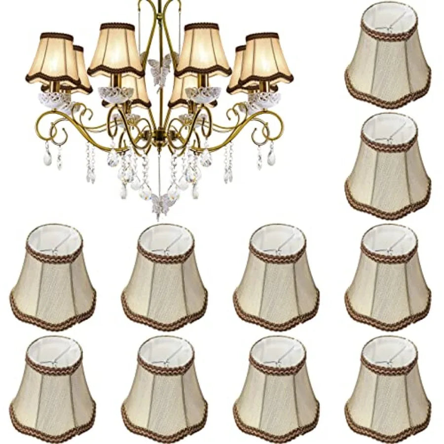 10 Pcs Shades for Chandeliers European Small Lamp Shade Chandelier Clip on Fabric Drum Lamp Mini Rustic Light Cover for Table C