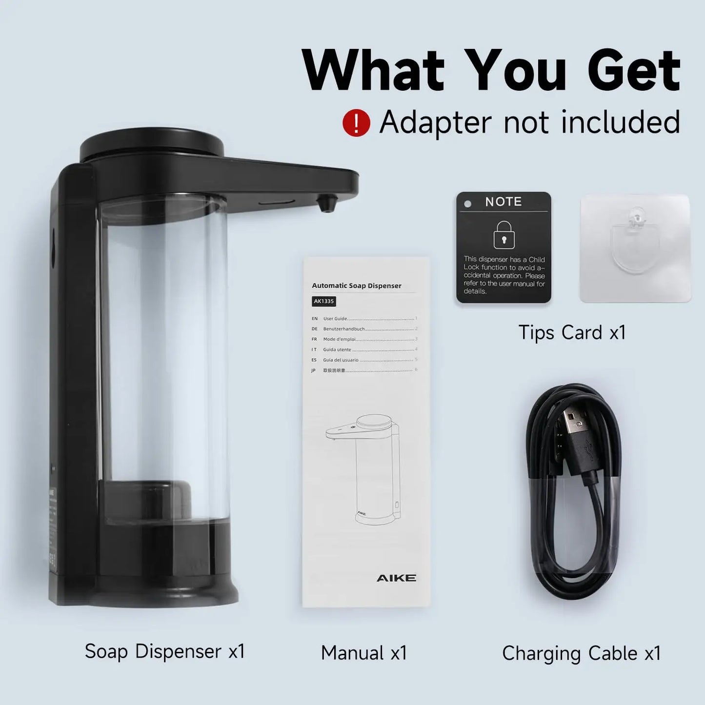 AIKE Automatic Liquid Soap Dispenser For Hands Washing Kitchen Liquid Soap Dispenser Chargeable USB Smart Dispenser For Soap