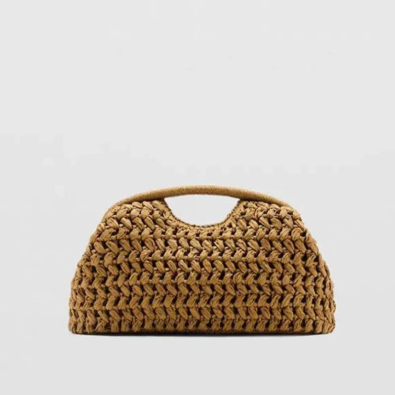 Fashion Brand Straw Clutch Clip Bag High-end Luxury Banquet Purse Summer New Seaside Holiday Travel Versatile Hand-woven Totebag