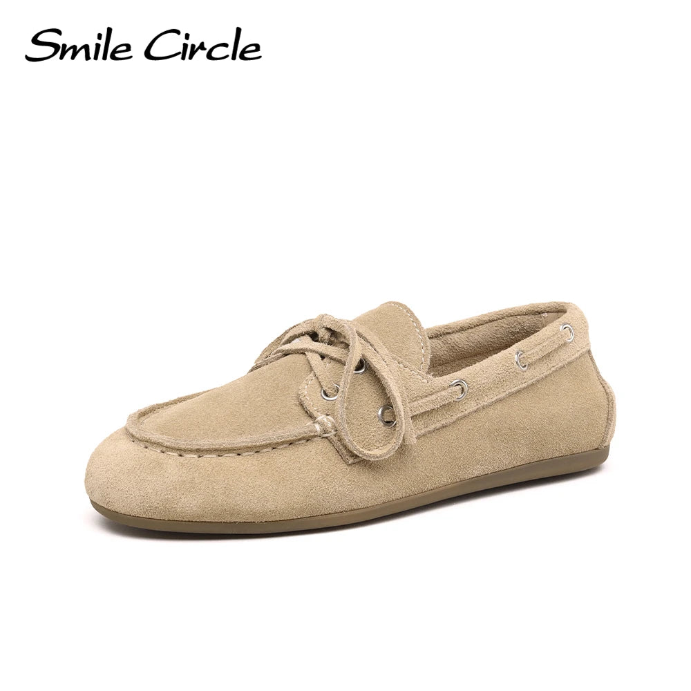 Genuine Leather Boat Shoes Women Flats Classic Moccasin Style for Everyday Comfort