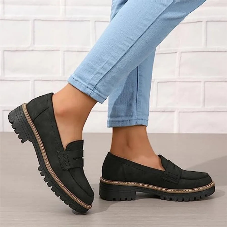 Womens Loafers Shoes Platform Chunky Penny Loafer Lug Sole Comfortable Slip On Work Office Business Casual Dress Shoes, US Size
