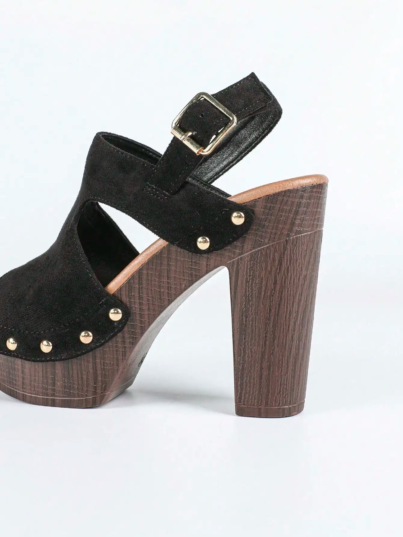 Women's Slingback Peep Toe Mule Heels Suede Summer Shoes Platform Chunky Heels Platform Sandals