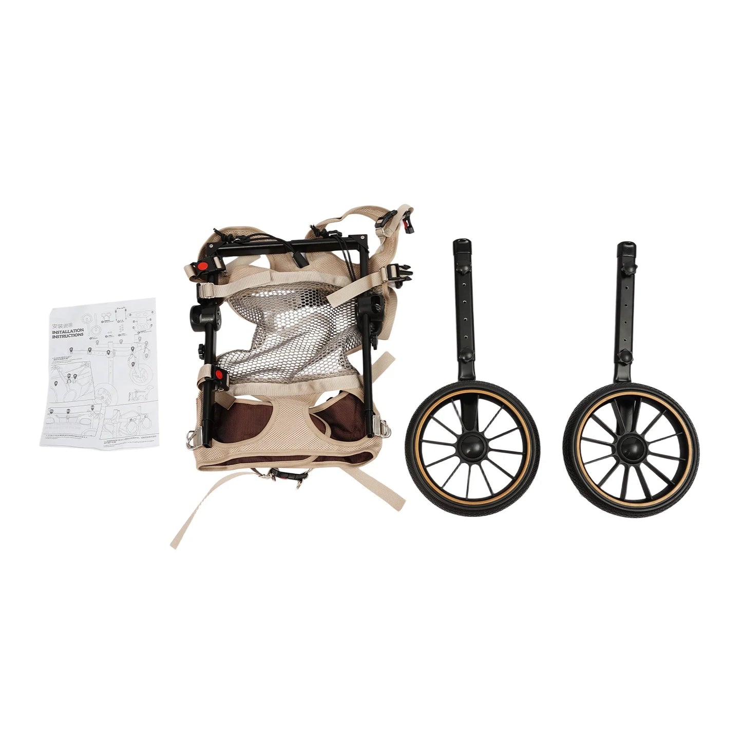 XXL Size Pet Walking Aid, Pet Rehabilitation Walking Aid, 2-wheel Dog Wheelchairs For Back Legs Overall Load-capacity Within 65kg