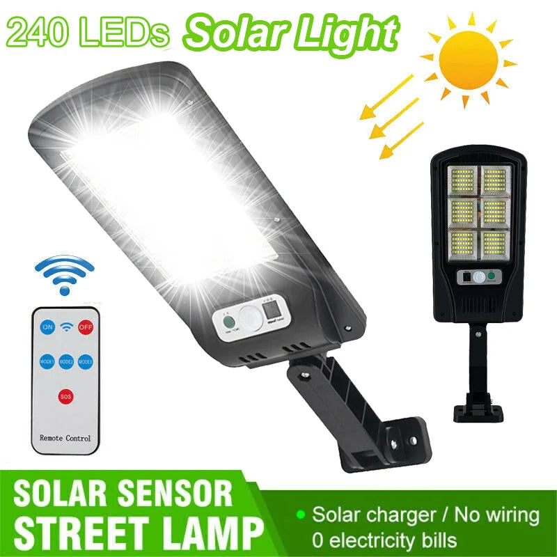 Solar Light High-Power 6500K LED Dusk to Dawn Waterproof LED Solar Street Light Backyard Street Lamps Security Flood Lighting