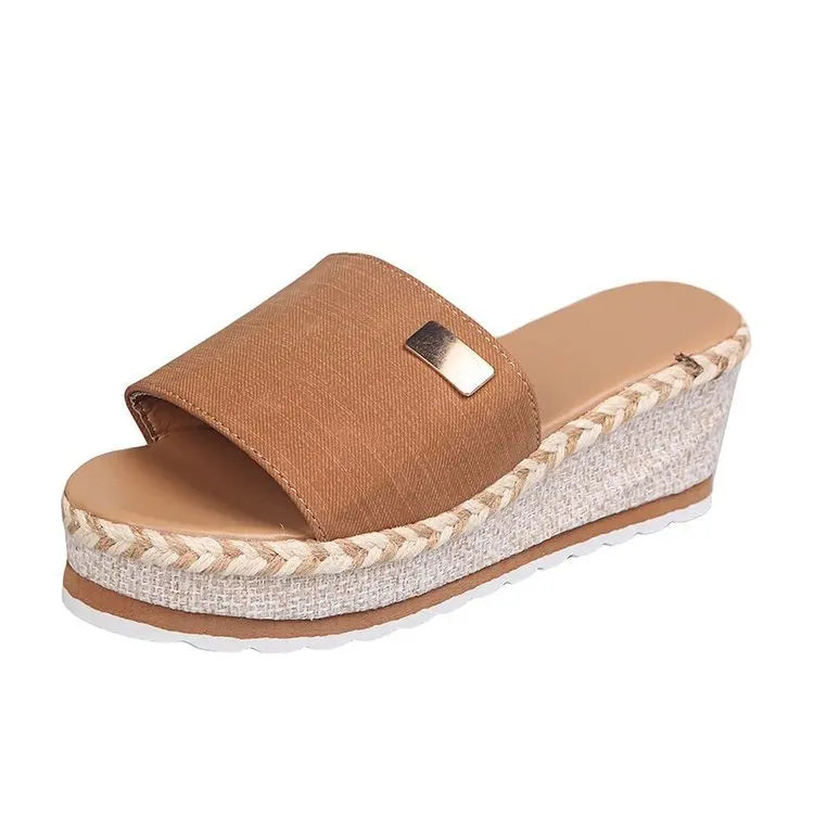 Summer Women Casual Platform Wedge Mule Sandals Thick Shock Absorb Sole Slip On Daily Beach Outdoor Walking Shoes