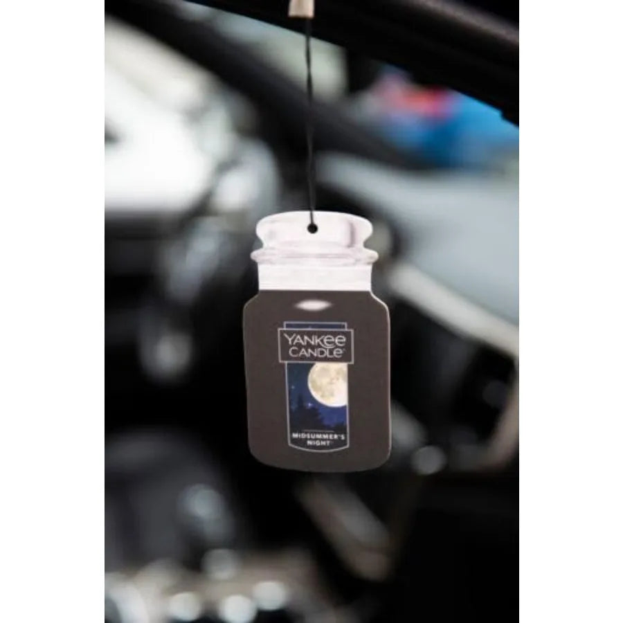 Yankee Candle Classic Paper Car Jar Air Freshener, Hanging Car Freshener, Long Lasting Car Fragrance, Midsummer's Night Pack of