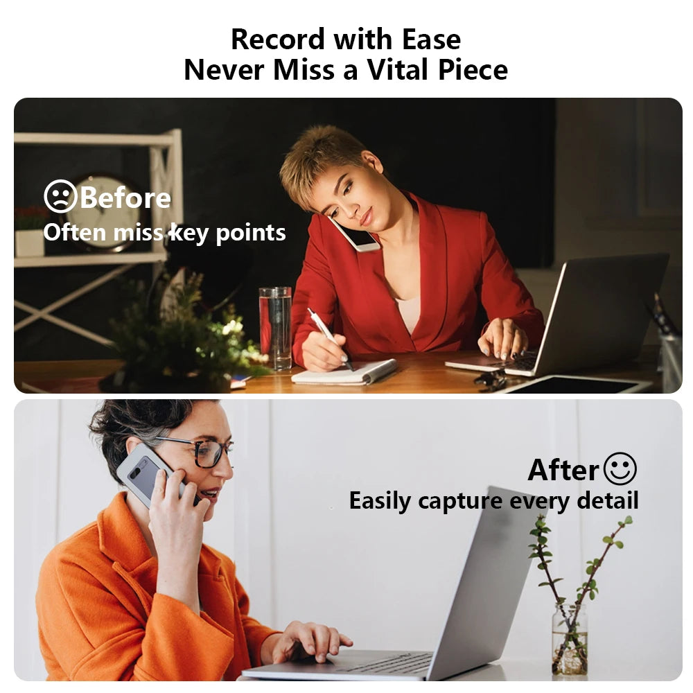AI Voice Recorder with Real-Time Transcription & Translation Dictaphone App Control Audio Recording Device for Lectures Meetings
