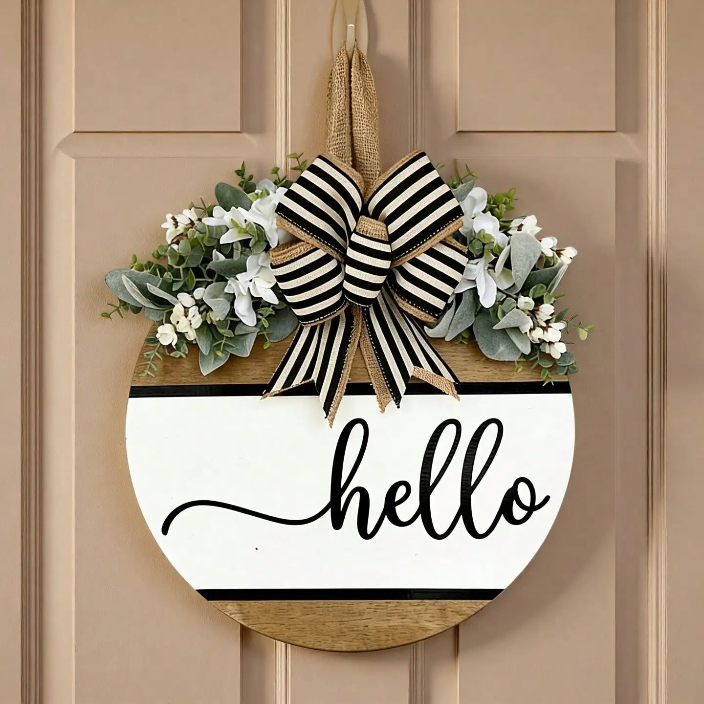 Front Door Decor | Front Door Wreath | Hello Sign | Year Round Wreath | Front Door Sign | Front Door Hanger | Housewarming Gift | Home Decor