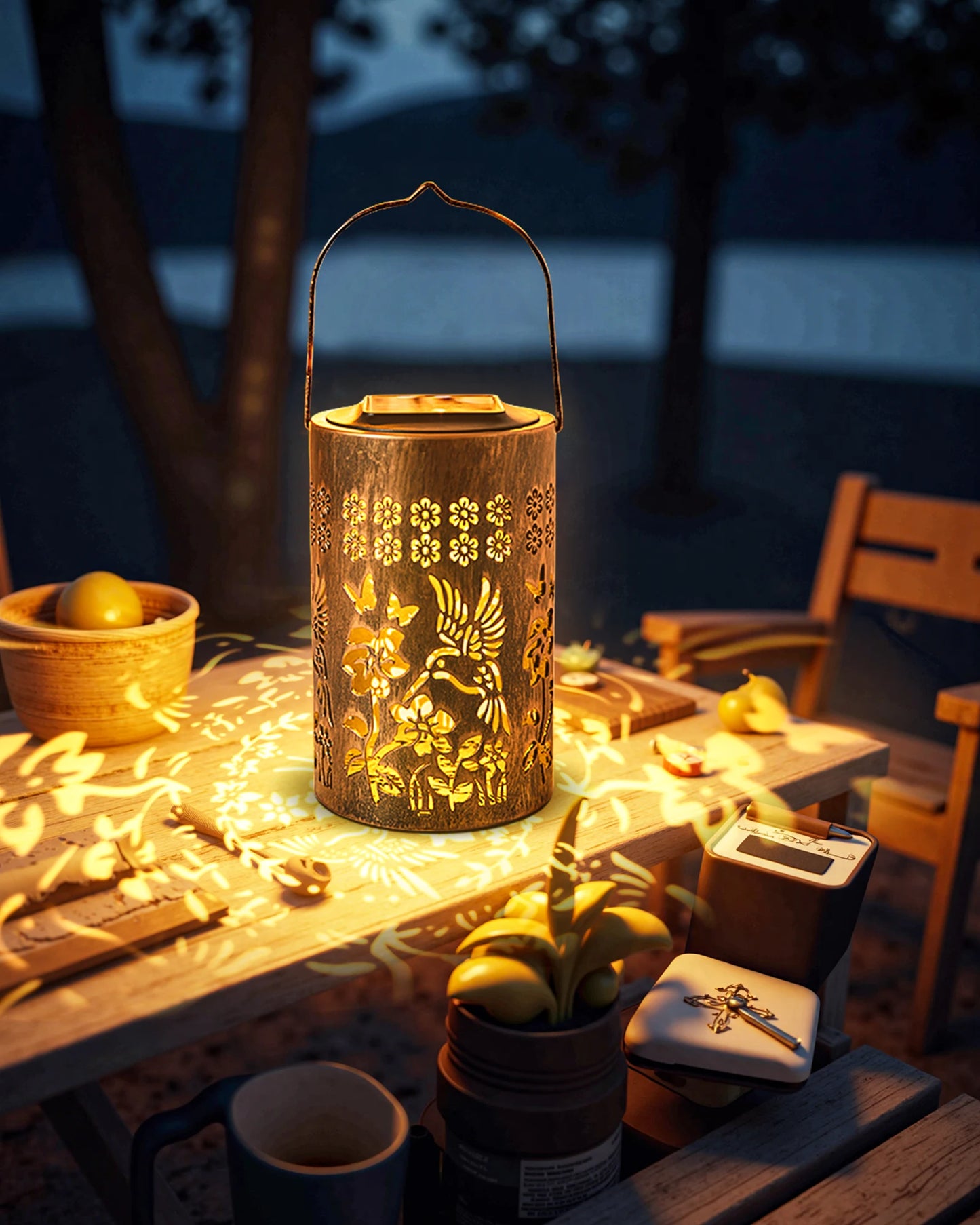 Solar Lanterns Outdoor Waterproof Hummingbird Garden Decor Gifts for a Hanging Solar Lights Solar Decoration Outside for Yard,