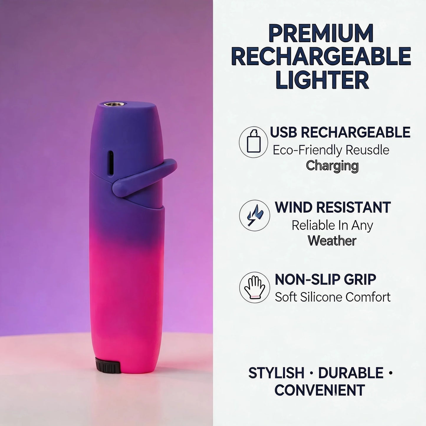 (No Gas) Red Purple Gradient Torch Lighter Portable Windproof Flashlight Creative Cute Women Lighter Interesting for Ca