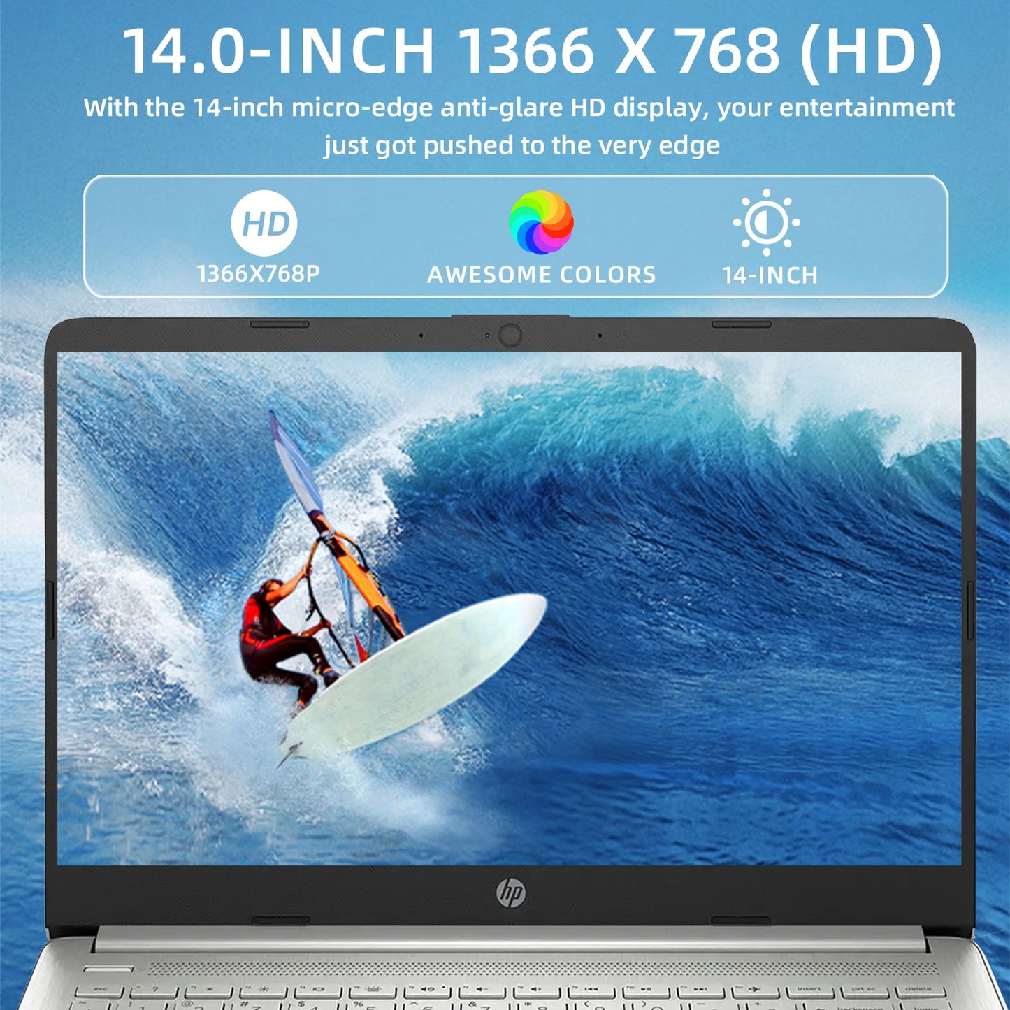 HP 14" Business Laptop,Intel Celeron N4120,4GB RAM, 128GB eMMC,1 Year Office 365,Windows 11 Home