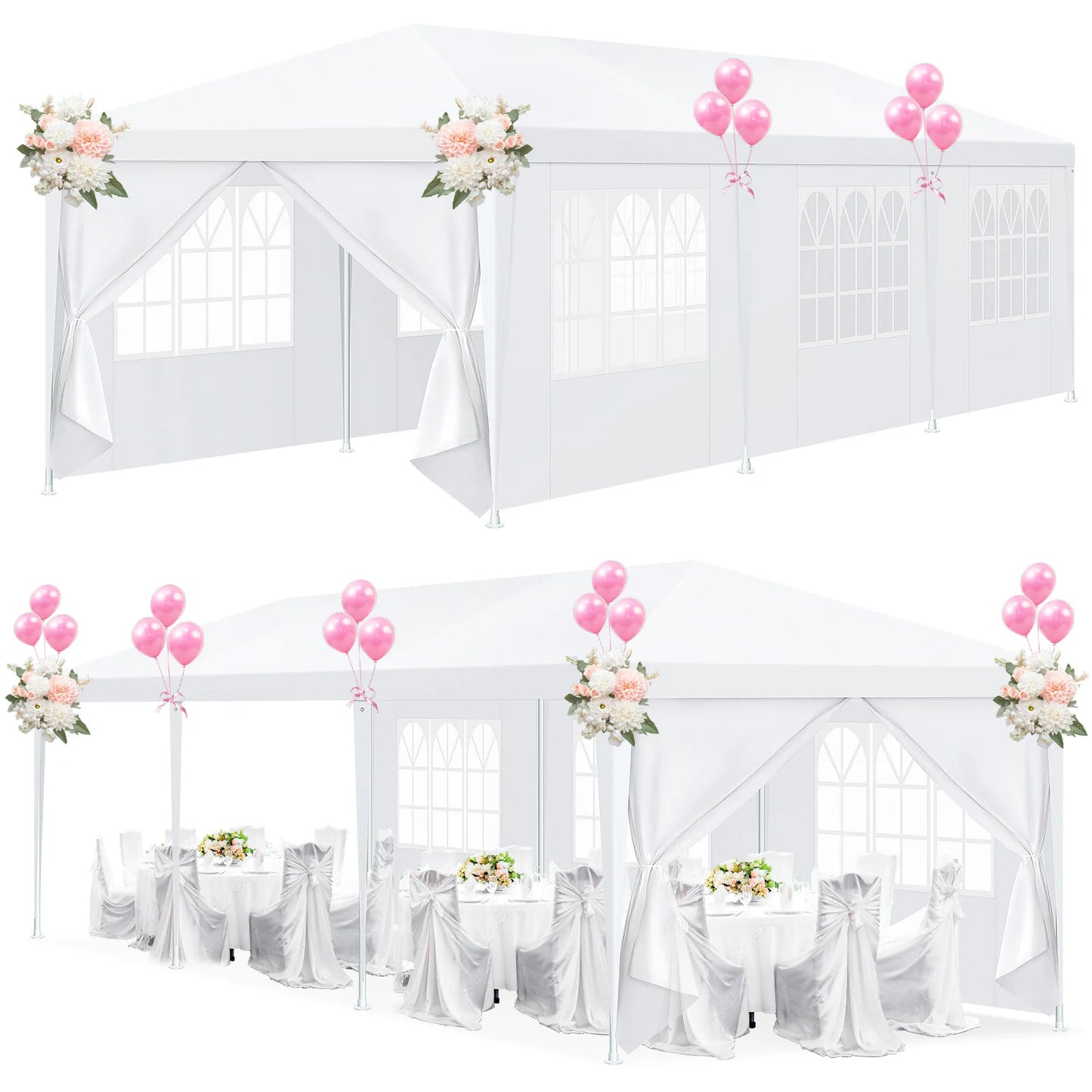 10x10/10x20/10x30ft Party Tent Outdoor Canopy Tent with Removable Sidewalls, Waterproof Party Tents for Parties,Wedding Events,BBQ