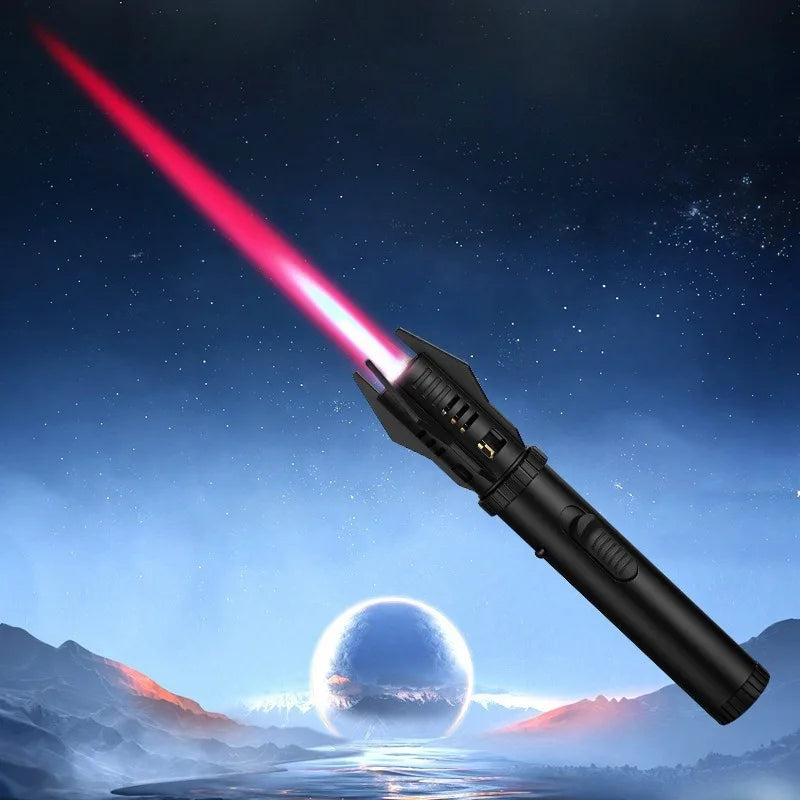 (Without Built-in Butane Gas)1pcs Special-shaped Windproof Butane Torch Lighter with Adjustable Flame & Lock Switch, 360° Use, Turbine Torch Jet Lighter Ignition Gun, Camping Barbecue Welding Supplies, Perfect for Culinary