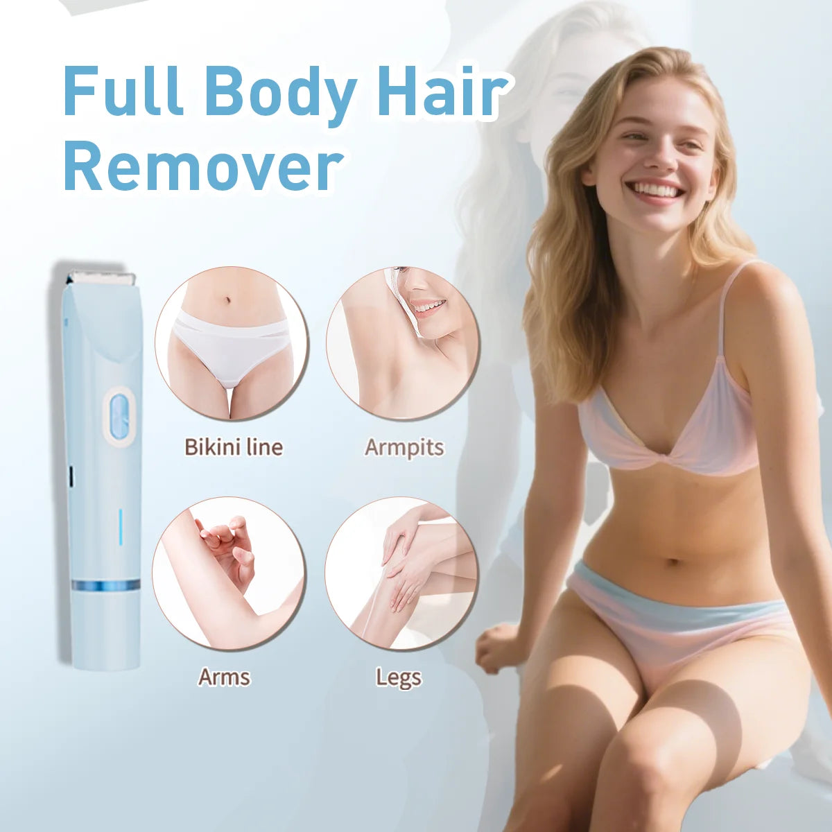 Electric Shaver for Women, 2-in-1 Electric Razor for Womens Legs Underarm Face Pubic Hairs, Rechargeable Razor Body Hair Trimmer