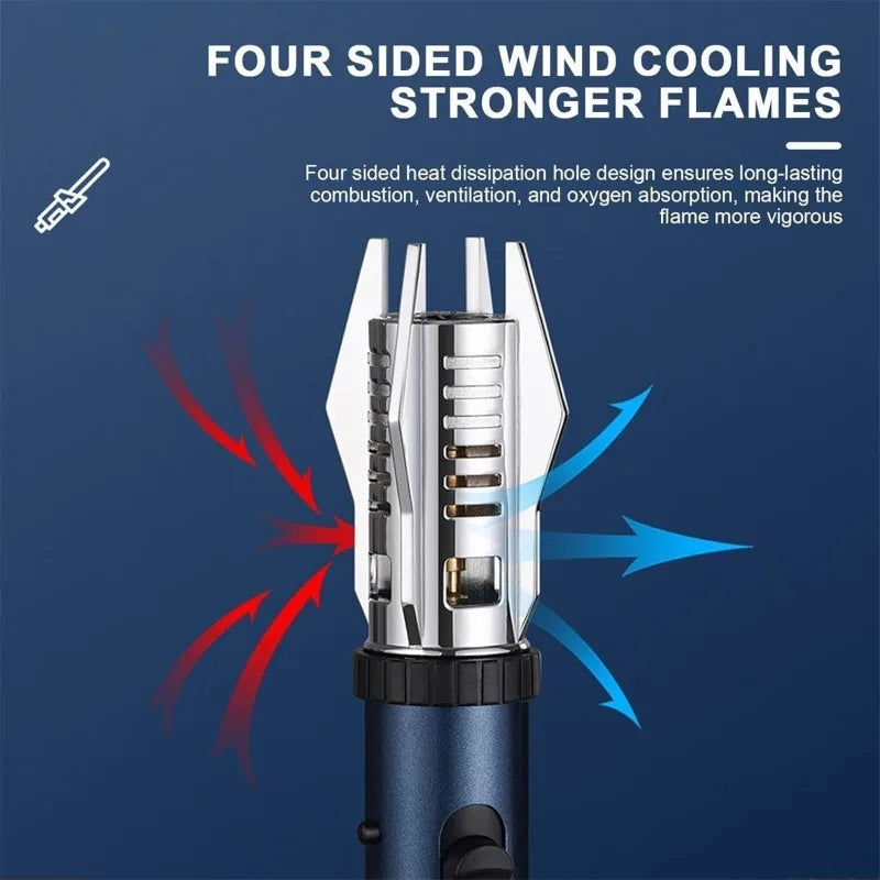 (Without Built-in Butane Gas)1pcs Special-shaped Windproof Butane Torch Lighter with Adjustable Flame & Lock Switch, 360° Use, Turbine Torch Jet Lighter Ignition Gun, Camping Barbecue Welding Supplies, Perfect for Culinary