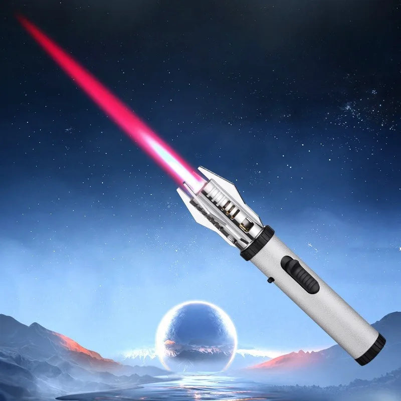 (Without Built-in Butane Gas)1pcs Special-shaped Windproof Butane Torch Lighter with Adjustable Flame & Lock Switch, 360° Use, Turbine Torch Jet Lighter Ignition Gun, Camping Barbecue Welding Supplies, Perfect for Culinary