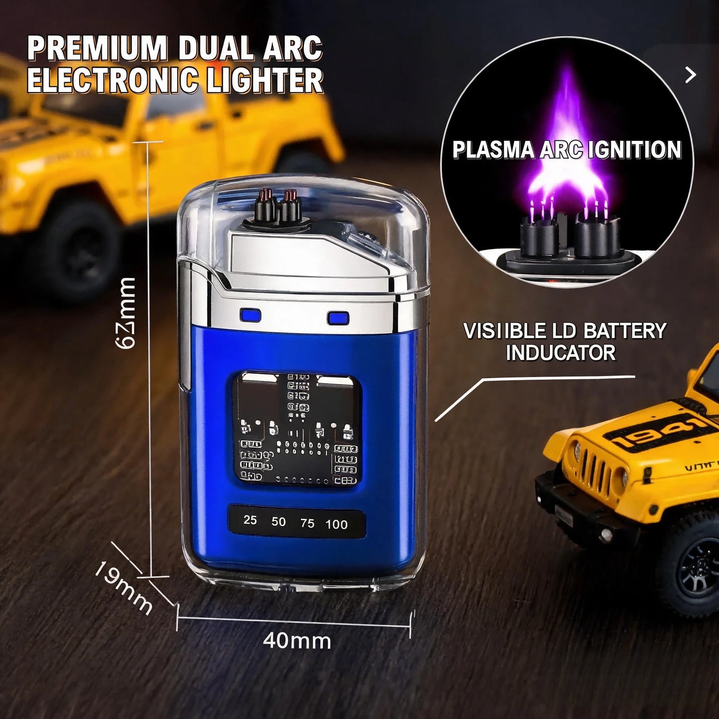 Rechargeable Pulse Arc Lighter Windproof Waterproof Transparent Gradient Shell Cool Electronic Lighter Perfect Gift for Men