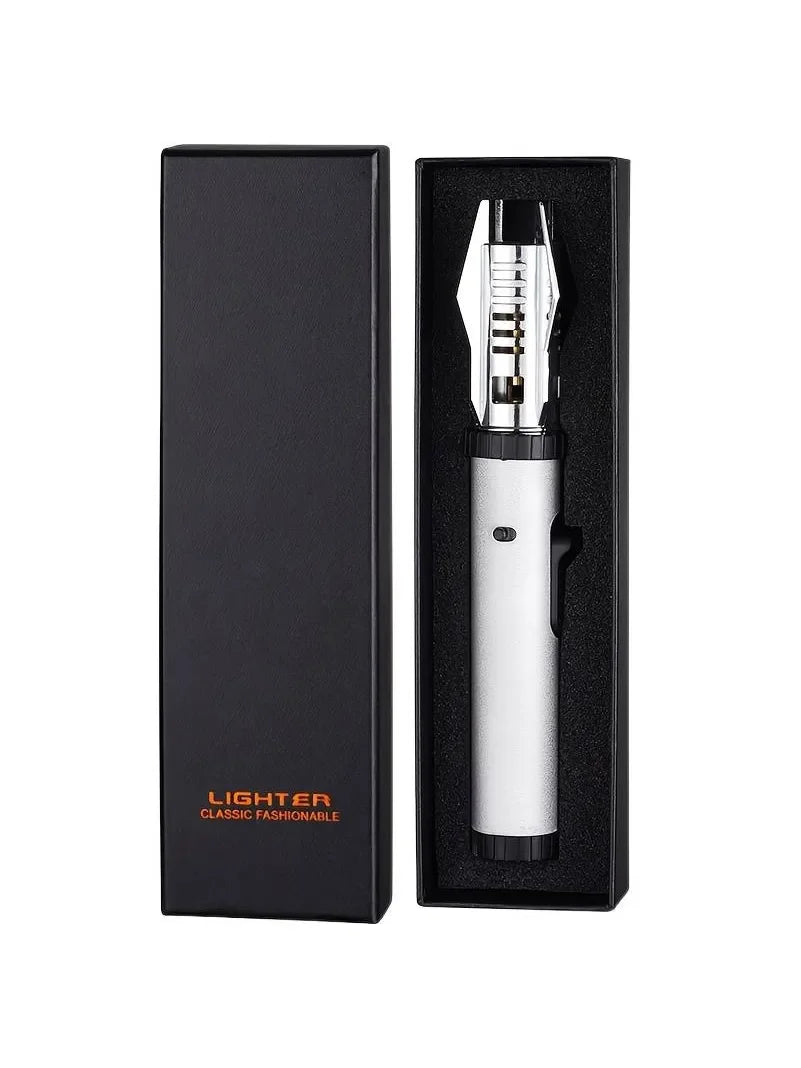 (Without Built-in Butane Gas)1pcs Special-shaped Windproof Butane Torch Lighter with Adjustable Flame & Lock Switch, 360° Use, Turbine Torch Jet Lighter Ignition Gun, Camping Barbecue Welding Supplies, Perfect for Culinary