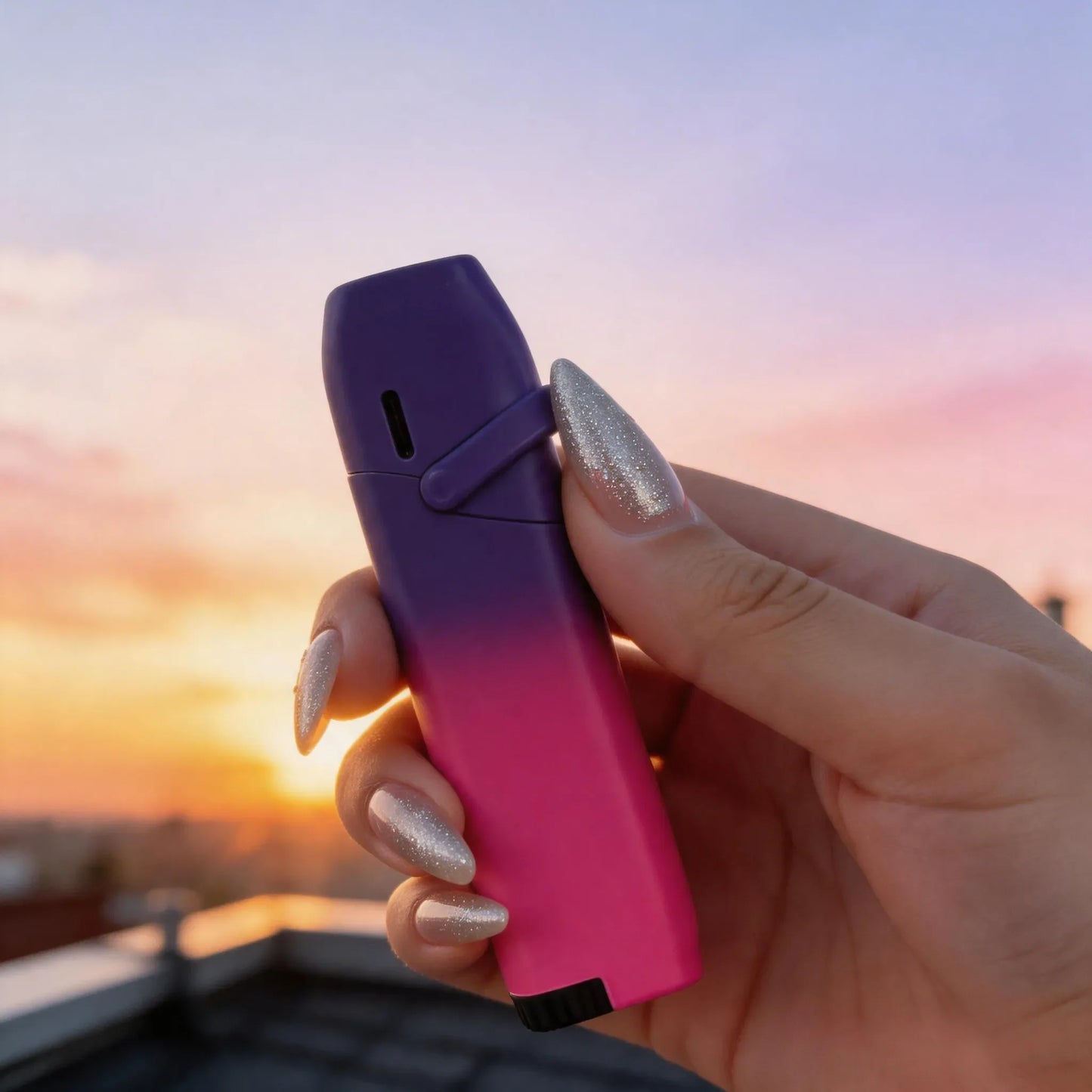 (No Gas) Red Purple Gradient Torch Lighter Portable Windproof Flashlight Creative Cute Women Lighter Interesting for Ca