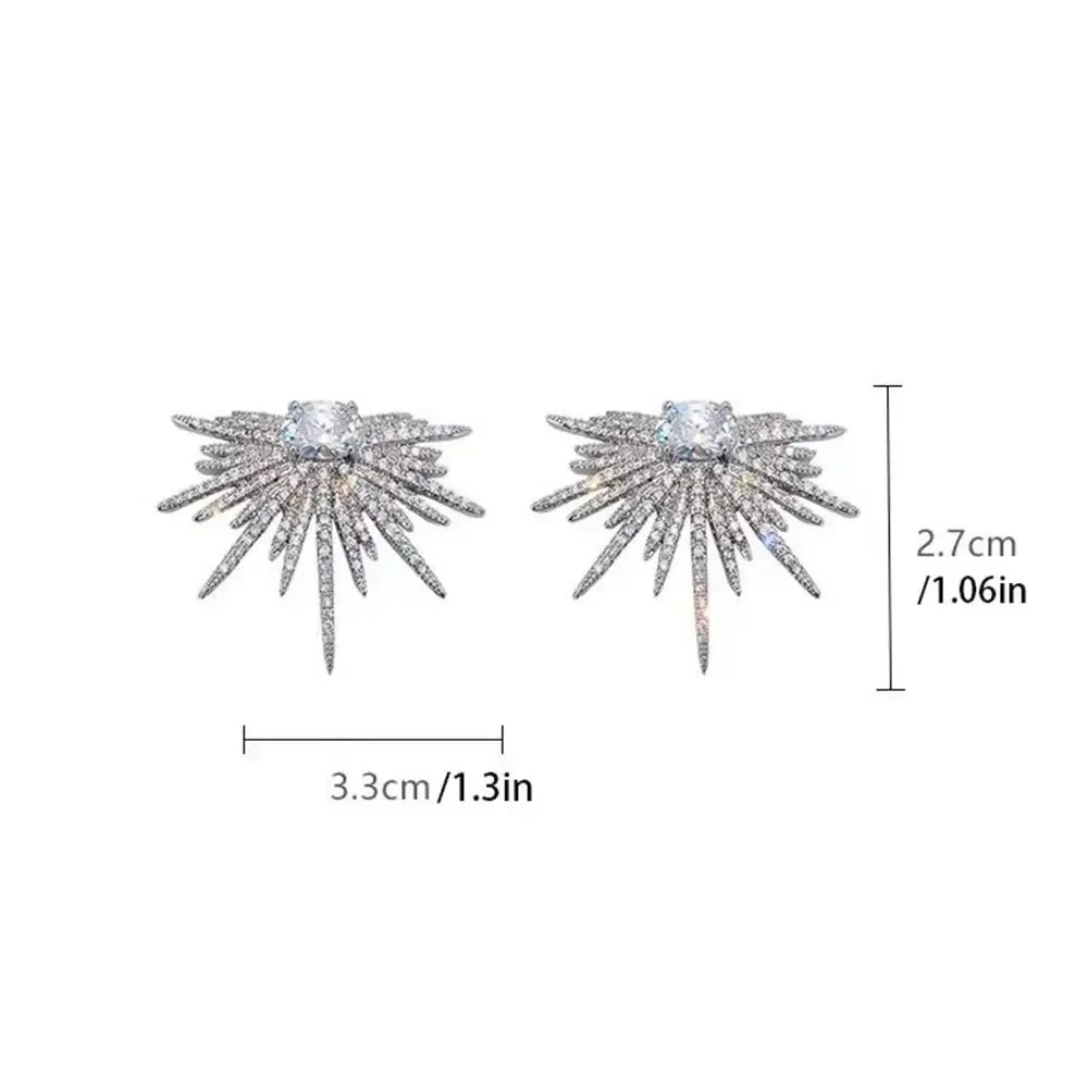 Korean Silver Rhinestone Dangle Earrings for Women, Bling Crystal Star Drop Earrings Party Jewelry