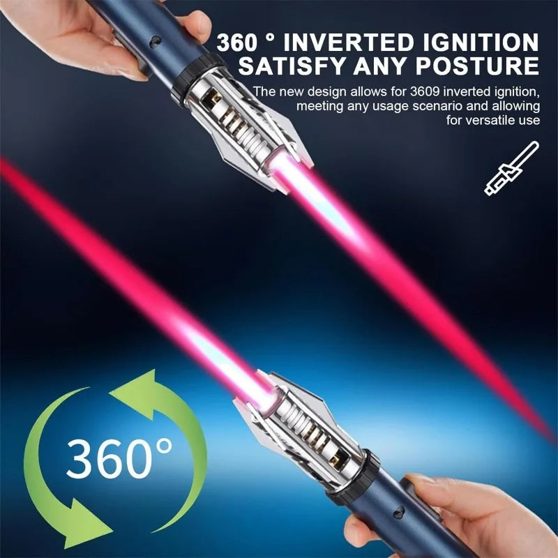 (Without Built-in Butane Gas)1pcs Special-shaped Windproof Butane Torch Lighter with Adjustable Flame & Lock Switch, 360° Use, Turbine Torch Jet Lighter Ignition Gun, Camping Barbecue Welding Supplies, Perfect for Culinary
