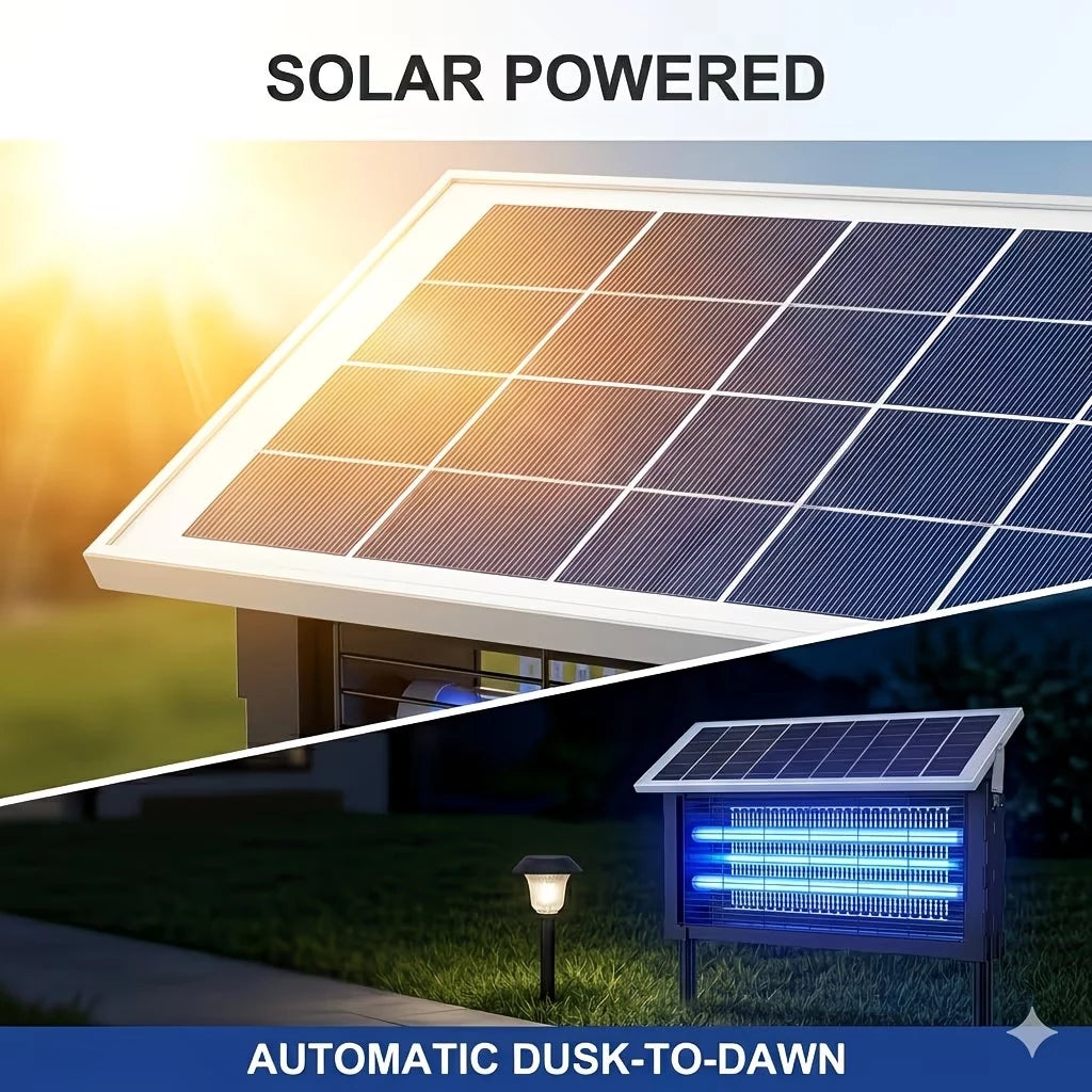 Solar Bug Zapper Outdoor, 3 Tube UV Light Insect Killer, IP45 Waterproof, USB-C Backup, Garden Mosquito Trap