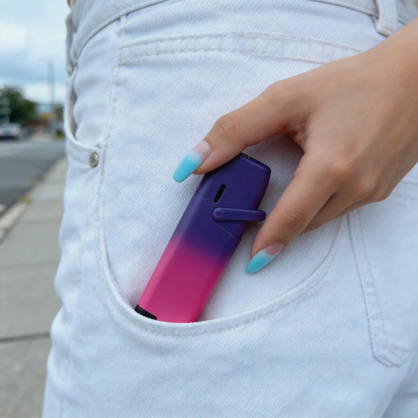 (No Gas) Red Purple Gradient Torch Lighter Portable Windproof Flashlight Creative Cute Women Lighter Interesting for Ca