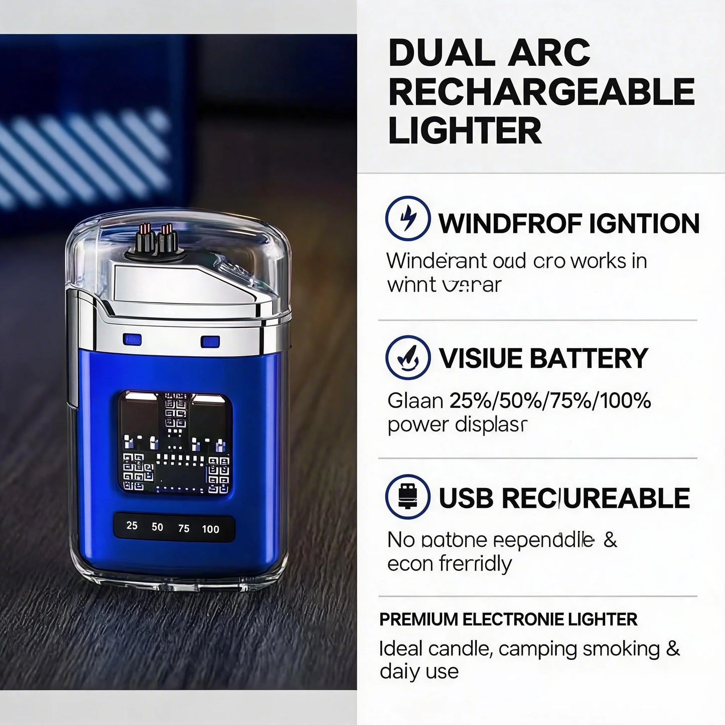 Rechargeable Pulse Arc Lighter Windproof Waterproof Transparent Gradient Shell Cool Electronic Lighter Perfect Gift for Men