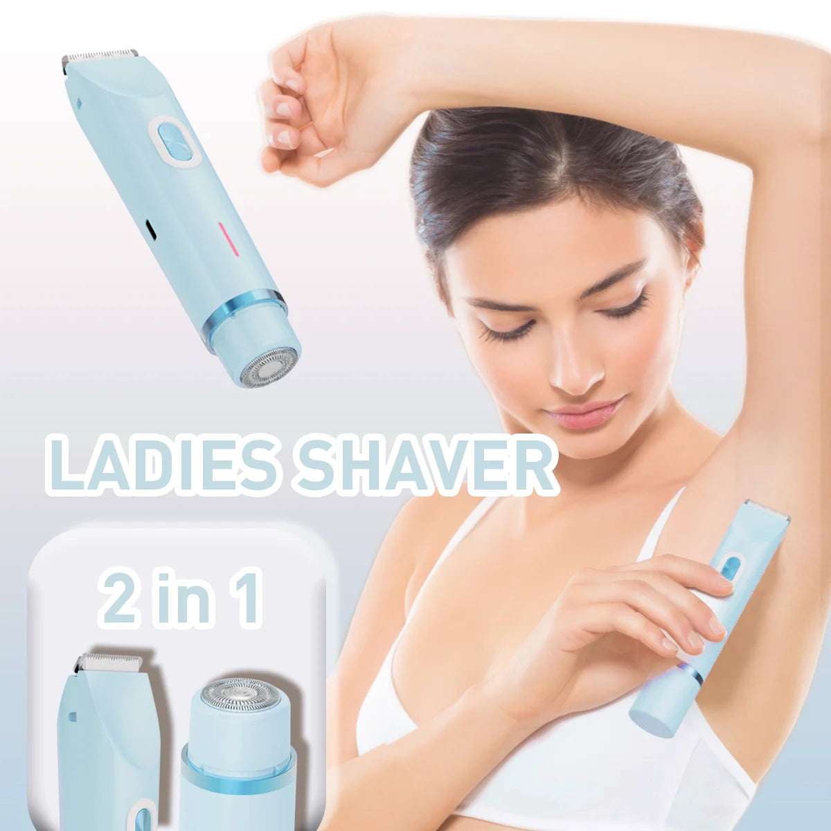 Electric Shaver for Women, 2-in-1 Electric Razor for Womens Legs Underarm Face Pubic Hairs, Rechargeable Razor Body Hair Trimmer