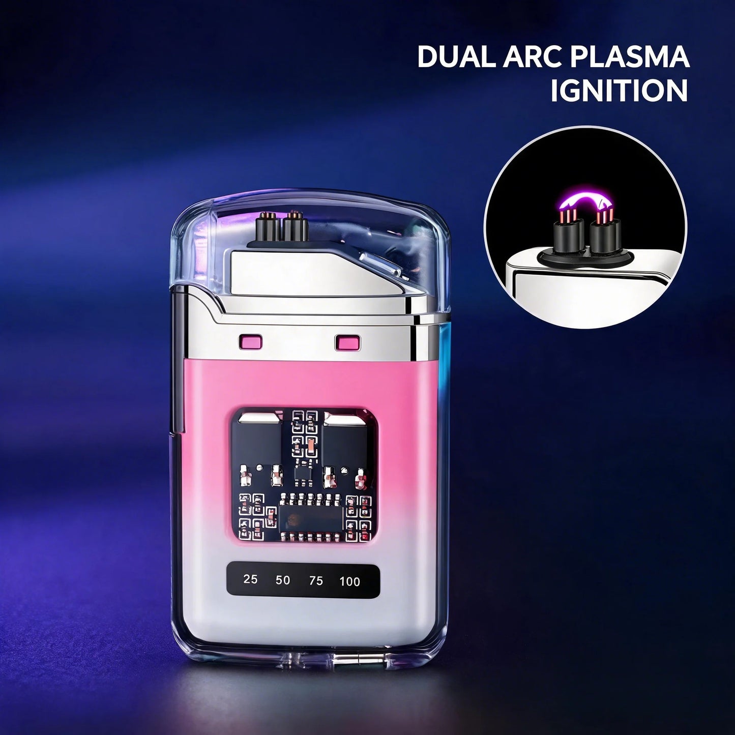 Rechargeable Pulse Arc Lighter Windproof Waterproof Transparent Gradient Shell Cool Electronic Lighter Perfect Gift for Men