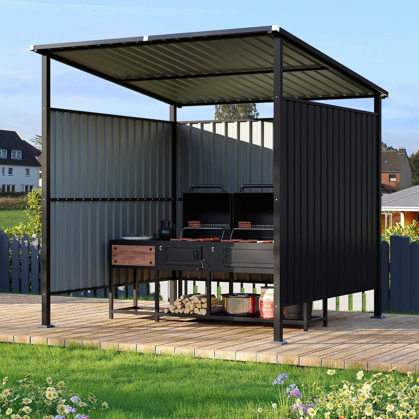 Nordivale 6x6FT Outdoor Metal Grill Gazebo BBQ Shelter Patio Awning for Backyards Decks