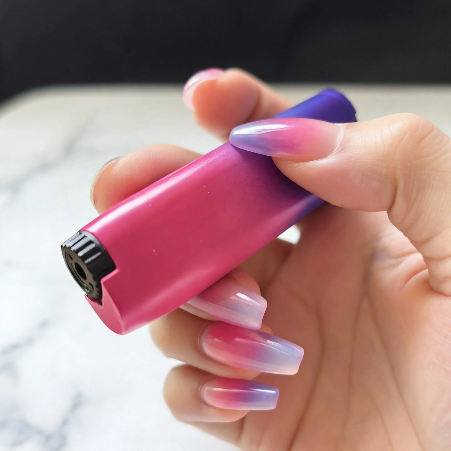 (No Gas) Red Purple Gradient Torch Lighter Portable Windproof Flashlight Creative Cute Women Lighter Interesting for Ca