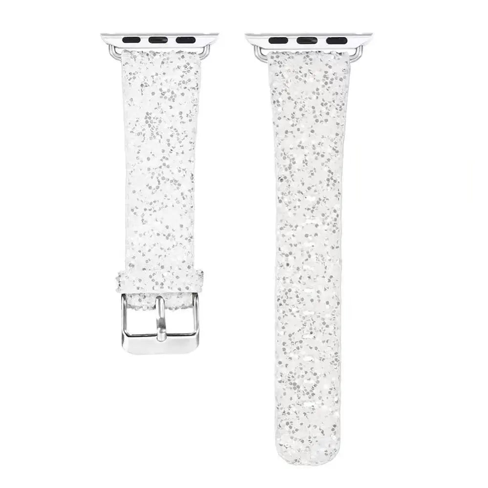Christmas Bling Shiny PU Leather Wrist Strap for Apple Bracelet Watch Band for iWatch Series 6 5 4 3 2 38/40mm 42/44mm Watchband