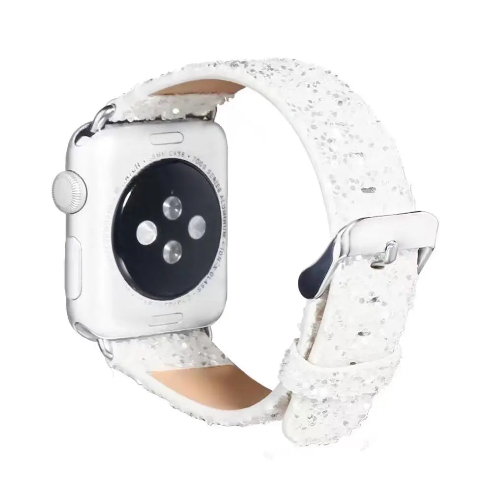 Christmas Bling Shiny PU Leather Wrist Strap for Apple Bracelet Watch Band for iWatch Series 6 5 4 3 2 38/40mm 42/44mm Watchband