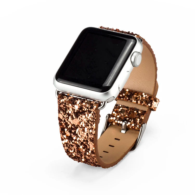 Christmas Bling Shiny PU Leather Wrist Strap for Apple Bracelet Watch Band for iWatch Series 6 5 4 3 2 38/40mm 42/44mm Watchband