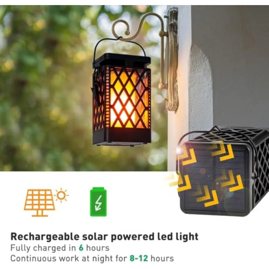 Solar Lanterns- Hanging Solar Lights Color Changing and Fixed 9 Modes Waterproof Hanging Lanterns Outdoor Lights Flickering Fla