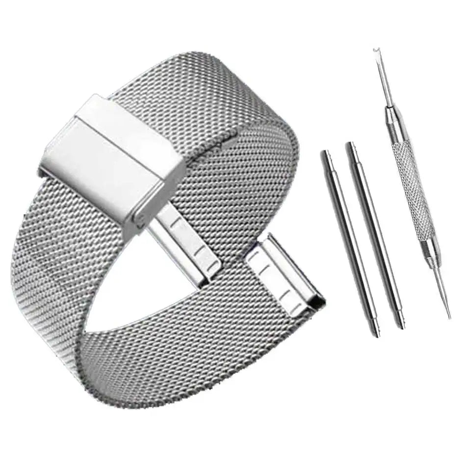 Milanese Watchband 12mm 14mm 16mm 18mm 20mm 22mm 24mm Universal Stainless Steel Metal Watch Band Strap Bracelet Black Rose Gold