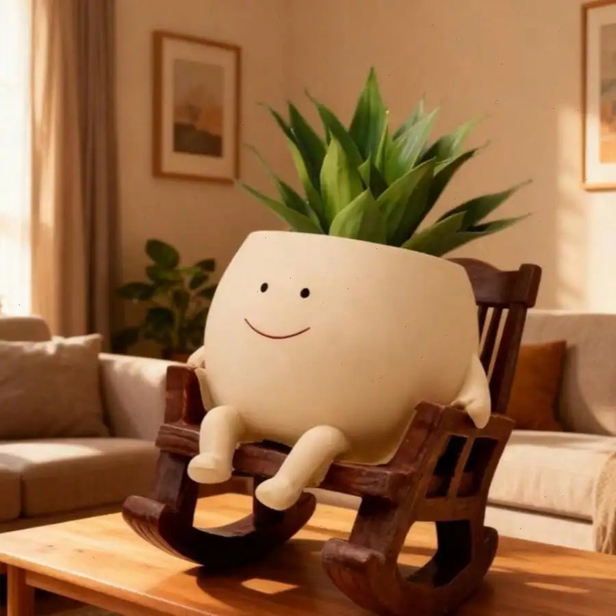 Charming Face Planter Pots, Cute Head Chair Shaped Succulent Planter, Unique Artistic Plant Pot for Small Indoor Outdoor Plants, Ideal for Home Garden Office Desktop Decor, Creative Novelty Housewarming Festival Gift for Plan