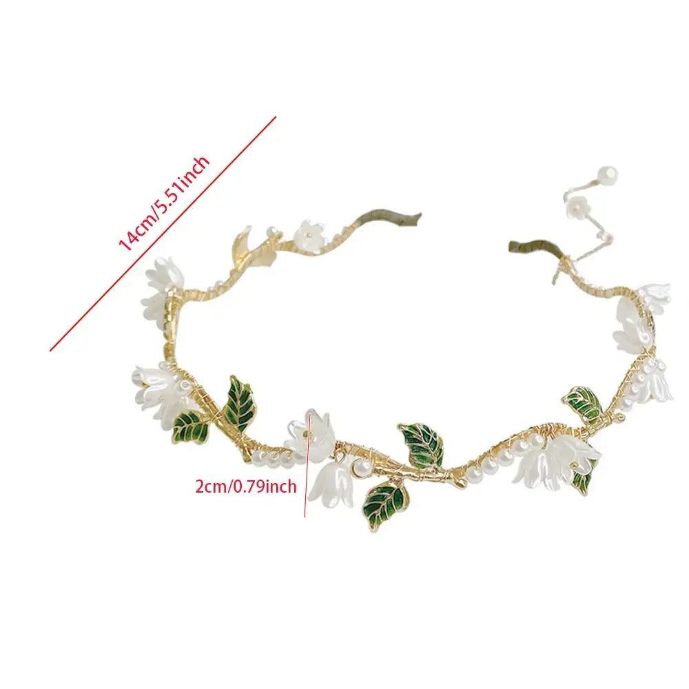 Wave Hair Band Pearl Flower Headband Korean Alloy Tassel Headwear Elegant Hair Accessories Hairband Women's
