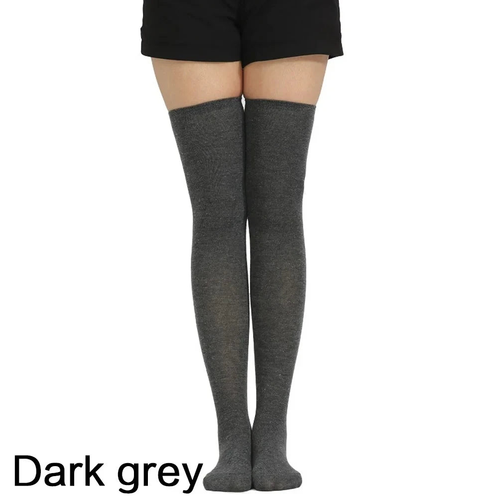 Women Over Knee Socks Solid Color Fashion Thigh High Socks Warm Elastic Leg Warmers 5Colors Optional for Daily JK Lolita Outfits