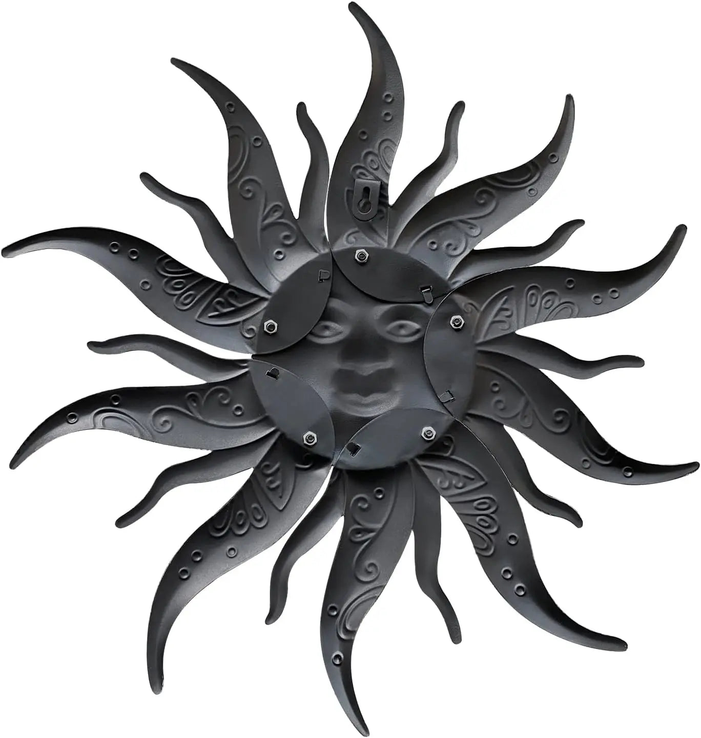 Metal Sun Wall Art Decor - 17.3 Inches Rustic Retro Ornament for Garden Patio Yard Fence Living Room